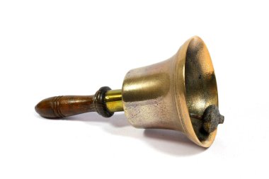 Beyaz Arkaplanda Bir Vintage Brass Okul Çanı