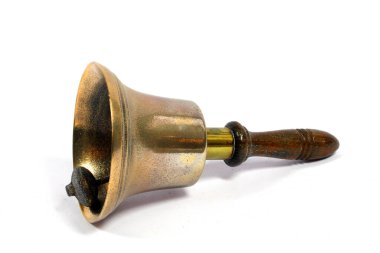 Beyaz Arkaplanda Bir Vintage Brass Okul Çanı