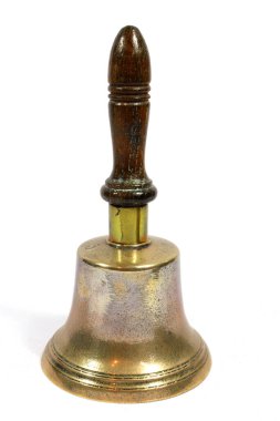 Beyaz Arkaplanda Bir Vintage Brass Okul Çanı