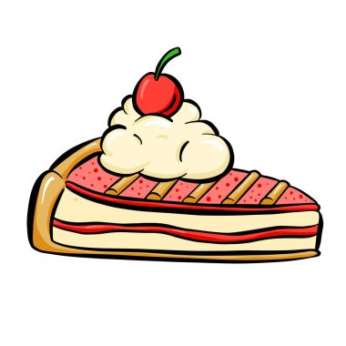 Tatlı Turta Kupası Pasta Çizgi Filmi Vektör Eğlence Tasarımı