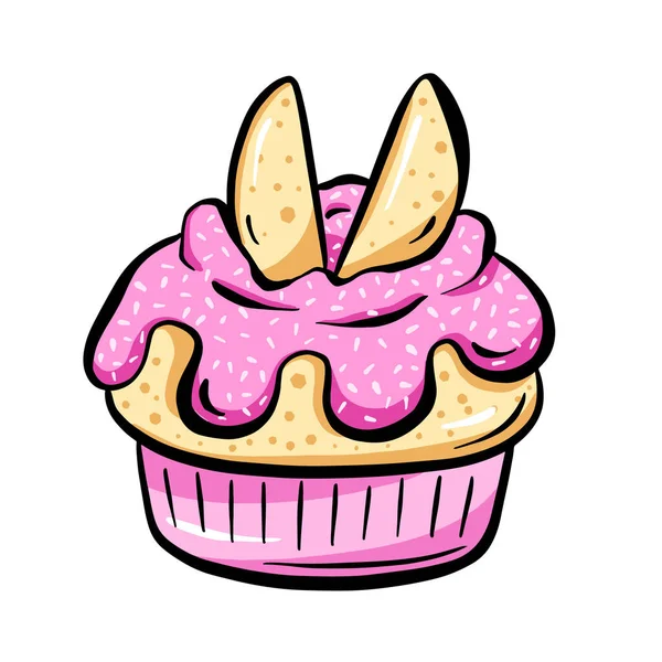 Doce Torta Fadas Copo Bolo Cartoon Vector Fun Design —  Vetores de Stock