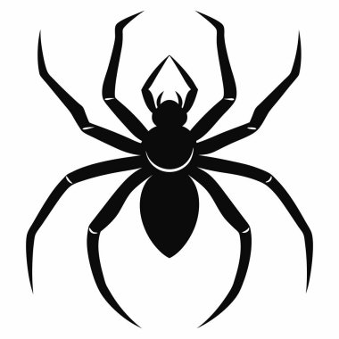 Siyah Örümcek Silüeti Vektör İllüstrasyonu
