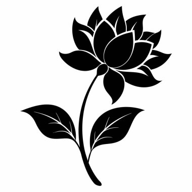  Beyaz Arkaplanda Çiçek Siluet Vektörü