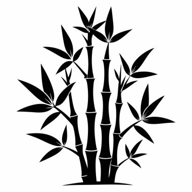 Bambu Ağacı Logosu Siluet Vektör İllüstrasyonu