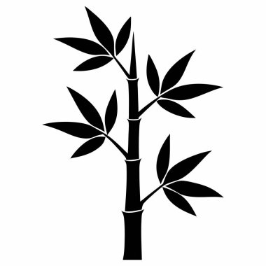 Bambu Ağacı Logosu Siluet Vektör İllüstrasyonu
