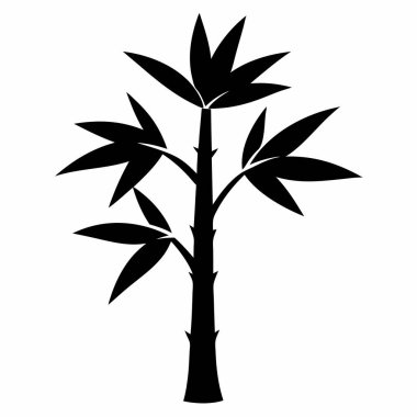 Bambu Ağacı Logosu Siluet Vektör İllüstrasyonu