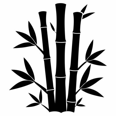 Basit Bambu Silueti Beyaz Arkaplan Bırakıyor