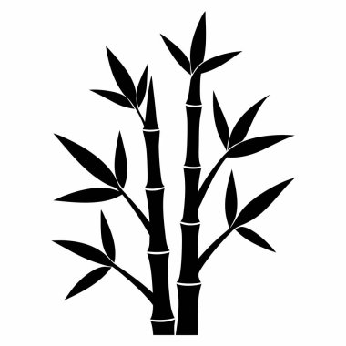 Basit Bambu Silueti Beyaz Arkaplan Bırakıyor