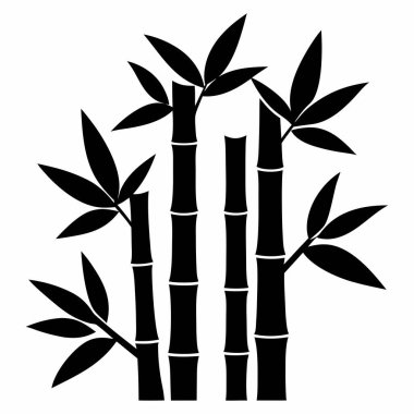 Basit Bambu Silueti Beyaz Arkaplan Bırakıyor