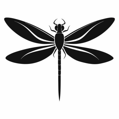 Beyaz Arkaplanda Yusufçuk Siluet Vektörü