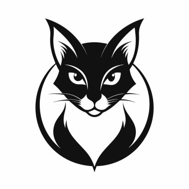 Beyaz Arkaplanda Kedi Logosu Silueti Vektörü