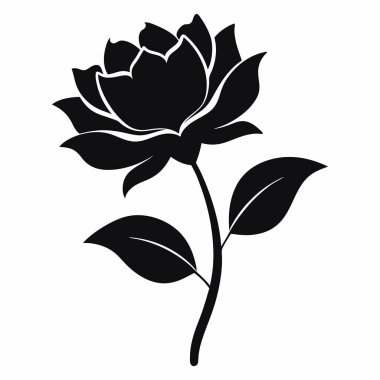 Beyaz Arkaplanda Çiçek Siluet Vektörü