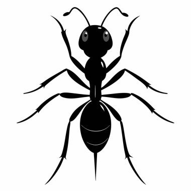 Beyaz Arkaplanda Karınca Silueti İzole Edildi. Siluet Biçimli Siyah Karınca Vektör Simgesi