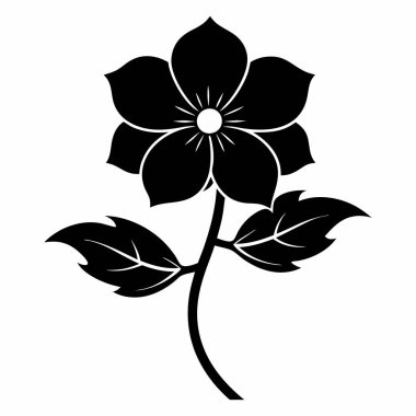 Beyaz Arkaplanda Çiçek Siluet Vektörü