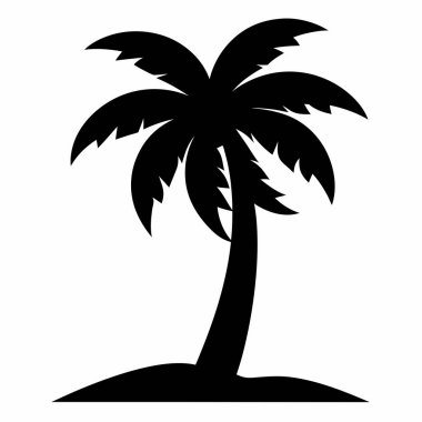 İzole Arkaplanda Palmiye Silueti: Zarif yapraklı görkemli bir palmiye ağacının stilize edilmiş silueti, basit bir zemin üzerine kurulmuş, minimalist ve tropikal bir titreşim sunar.