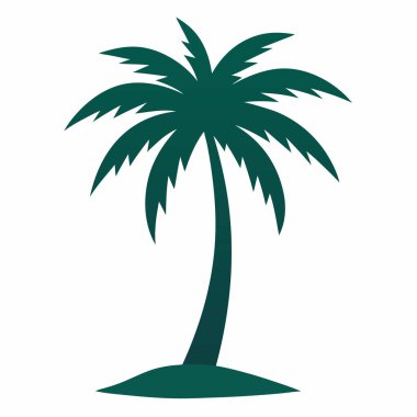 İzole Arkaplanda Palmiye Silueti: Zarif yapraklı görkemli bir palmiye ağacının stilize edilmiş silueti, basit bir zemin üzerine kurulmuş, minimalist ve tropikal bir titreşim sunar.