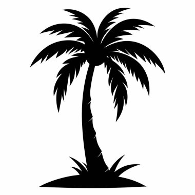 Siluet Palmiye Ağacı: Bir palmiye ağacının minimalist siyah silüeti, tropik dinginlik ve görsel berraklık hissi uyandırıyor.