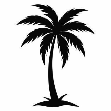 Siluet Palmiye Ağacı: Bir palmiye ağacının minimalist siyah silüeti, tropik dinginlik ve görsel berraklık hissi uyandırıyor.