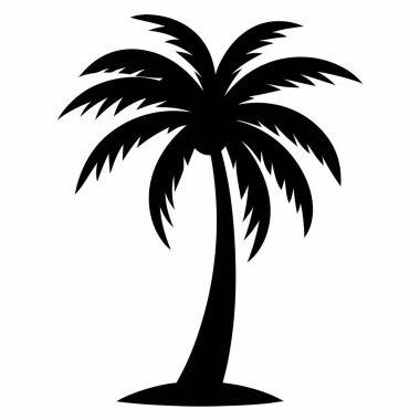Siluet Palmiye Ağacı: Bir palmiye ağacının minimalist siyah silüeti, tropik dinginlik ve görsel berraklık hissi uyandırıyor.