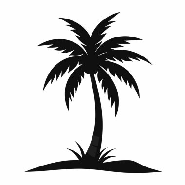 Siluet Palmiye Ağacı: Bir palmiye ağacının minimalist siyah silüeti, tropik dinginlik ve görsel berraklık hissi uyandırıyor.