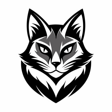 Beyaz Arkaplanda Kedi Logosu Silueti Vektörü