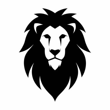 Aslan Yüzlü Siluet Logo Biçimi İllüstrasyonu