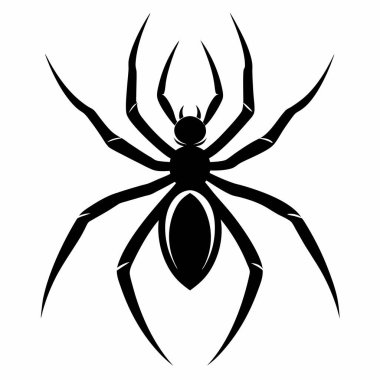 Beyaz Arkaplanda Örümcek Silueti Vektörü. Siyah Örümcek Şekil Vektörü İllüstrasyonu