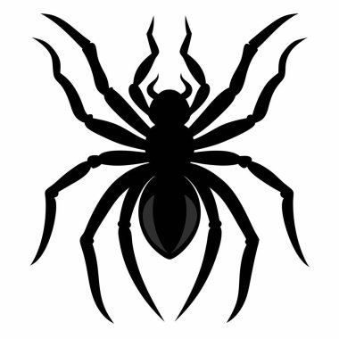 Beyaz Arkaplanda Örümcek Silueti Vektörü. Siyah Örümcek Şekil Vektörü İllüstrasyonu