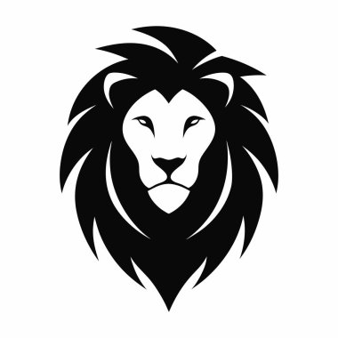 Aslan Başı Silueti Beyaz Arkaplanda Kükreyen Aslan Başlı Minimalist Silüet Sanatı