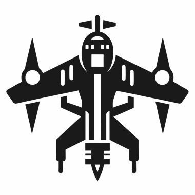 Jet Silhouette in Flight: cesur, çarpıcı siyah beyaz siluet gökyüzünde süzülen bir jet uçağı, somutlaştırıcı hız, güç ve havacılık ruhu.