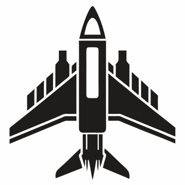 Jet Silhouette in Flight: cesur, çarpıcı siyah beyaz siluet gökyüzünde süzülen bir jet uçağı, somutlaştırıcı hız, güç ve havacılık ruhu.