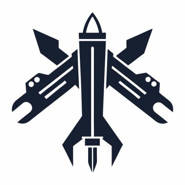 Jet Silhouette in Flight: cesur, çarpıcı siyah beyaz siluet gökyüzünde süzülen bir jet uçağı, somutlaştırıcı hız, güç ve havacılık ruhu.