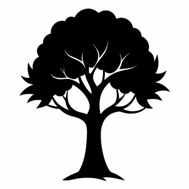 Beyaz Arkaplanda Minimalist Ağaç Silüeti Tasarımı