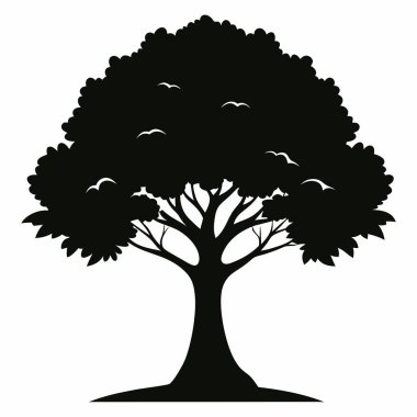 Beyaz Arkaplanda Minimalist Ağaç Silüeti Tasarımı: Soyut Ağaç Logosu Tasarımı