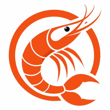 Beyaz Arkaplanda Minimalist Karides Logosu Tasarımı: Minimal Stil Karides Maskotu Logosu