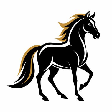 Beyaz Arkaplanda Zarif At Logosu Tasarımı