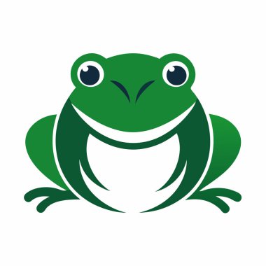 Beyaz Arkaplanda Minimalist Kurbağa Logosu Tasarımı: Minimal Stil Kurbağa Maskotu Logosu