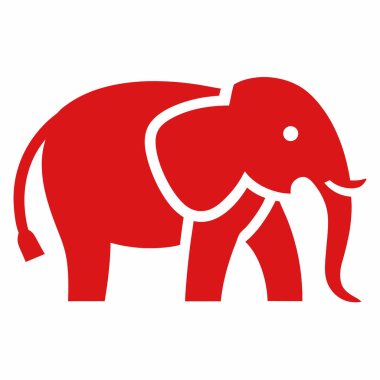 Beyaz Arkaplanda Minimalist Fil Logosu Tasarımı: Minimum Tarzlı Fil Maskotu Logosu