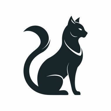 Beyaz Arkaplanda Minimalist Kedi Logosu Tasarımı: Minimal Kedi Maskotu Logosu