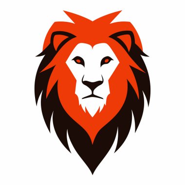 Aslan Başlı Minimalist Logo Tasarımı (Beyaz Arkaplan 124), Modern Aslan Başlı Siluet Vektör Amblemi (124.000), Aslan Başlı Maskot Logosu Minimal Style