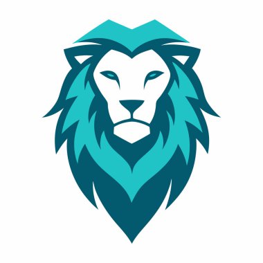 Aslan Başlı Minimalist Logo Tasarımı (Beyaz Arkaplan 124), Modern Aslan Başlı Siluet Vektör Amblemi (124.000), Aslan Başlı Maskot Logosu Minimal Style