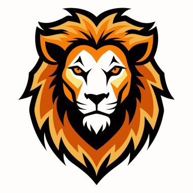 Aslan Başlı Minimalist Logo Tasarımı (Beyaz Arkaplan 124), Modern Aslan Başlı Siluet Vektör Amblemi (124.000), Aslan Başlı Maskot Logosu Minimal Style