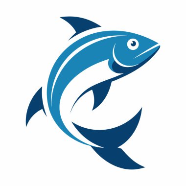 Beyaz Arkaplan üzerinde minimalist balık logosu tasarımı: Minimal Stil Balık Maskotu Logosu