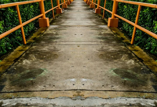 Vecchio Sentiero Cemento Con Ringhiera Ferro Arancione — Foto Stock
