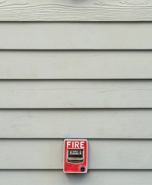 Interruptor Fuego Rojo Pared Madera Gris — Foto de Stock