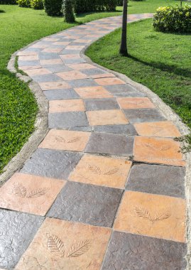 Parkın kıvrımlı beton yolu