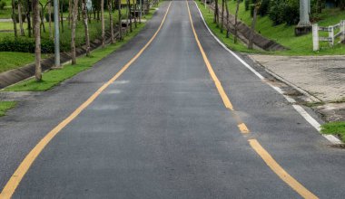 Parktaki asfalt yolda.