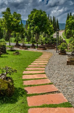 Parktaki beton yolu kıvrımlı