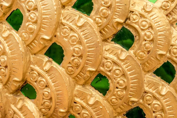 Tailandês Antigo Estuque Cimento Ouro Vidro Cor Templo — Fotografia de Stock