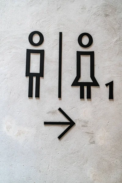 Etykieta Toaletowa Ścianie Betonu — Zdjęcie stockowe